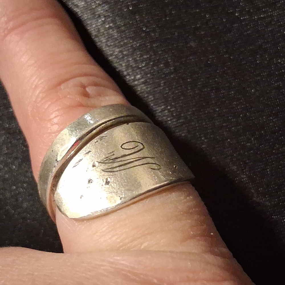 Silver Spoon Wrap Ring With Initial Engraving. - image 3
